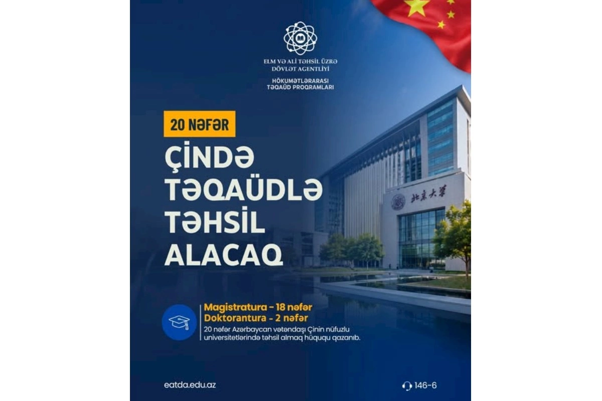 20 nəfər azərbaycanlı Çində təqaüdlə təhsil alacaq