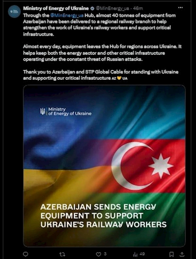 Azərbaycandan Ukrayna Dəmir Yollarına DƏSTƏK — FOTO