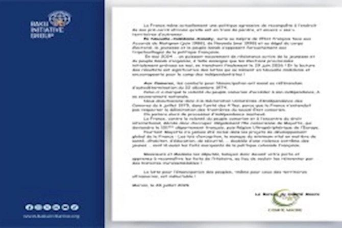 Qəmər Adaları Maore Komitəsi Azərbaycan əleyhinə iş aparan fransalı deputatlara məktub ünvanlayıb