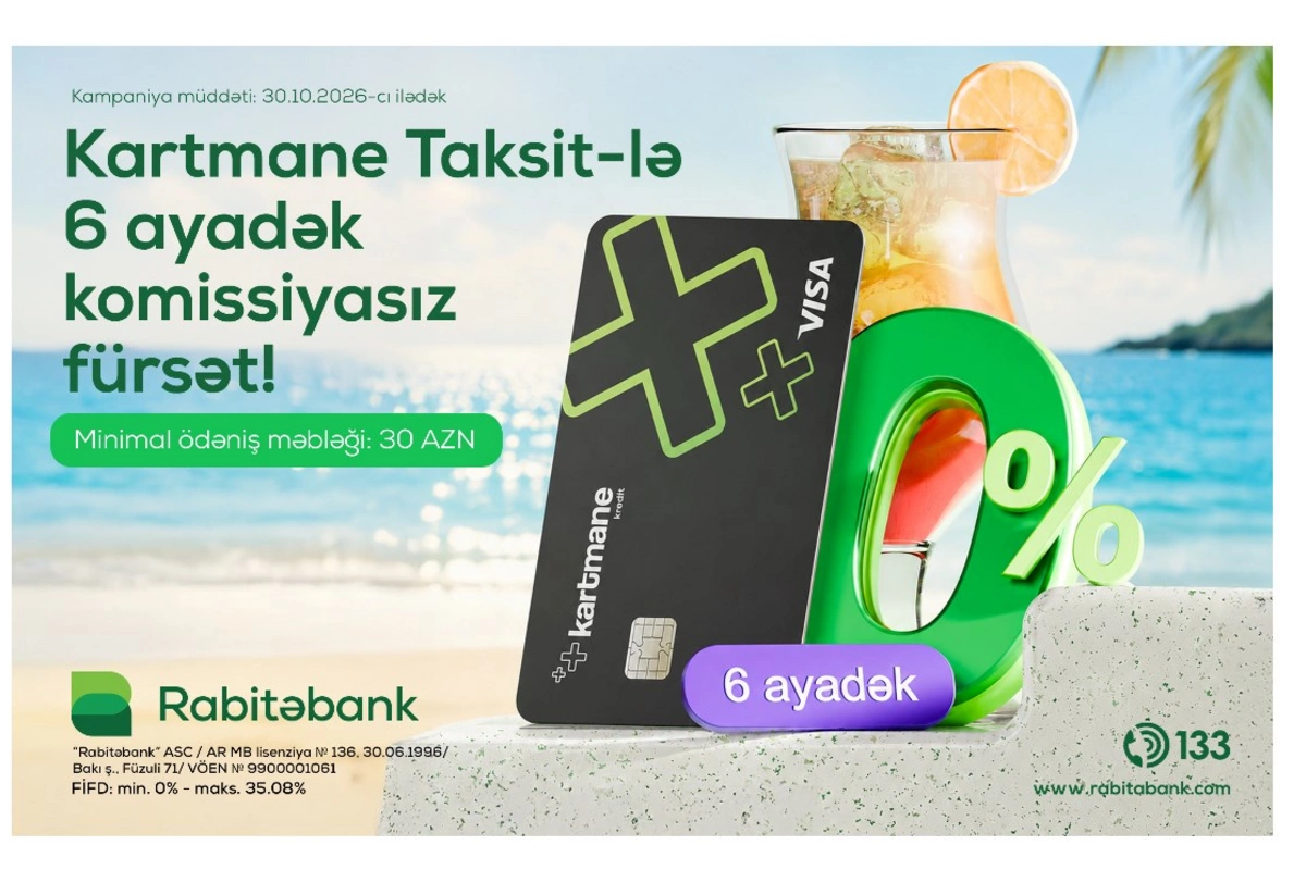 Rabitəbankın Kartmane Taksit kartı 6 ayadək komissiyasız taksit fürsəti təqdim edir