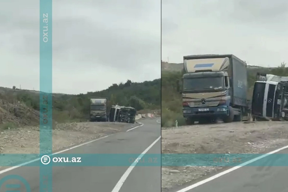 Şamaxı-İsmayıllı yolunda yük maşını aşdı — VİDEO