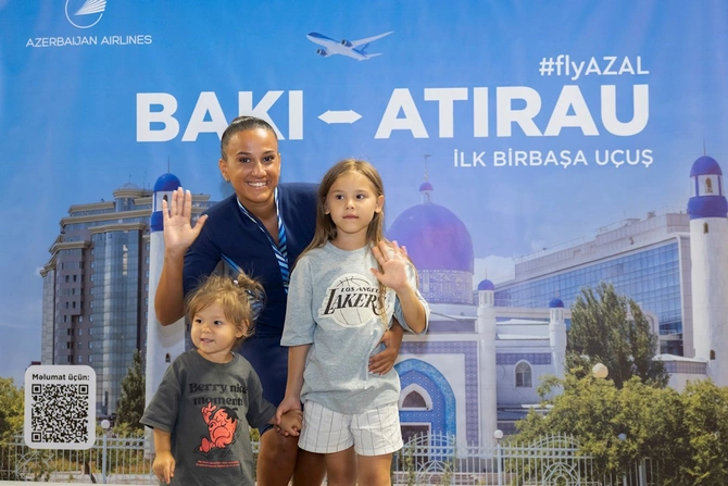 Azərbaycan Hava Yolları Atırauya ilk reysini uğurla həyata keçirib — FOTOLAR