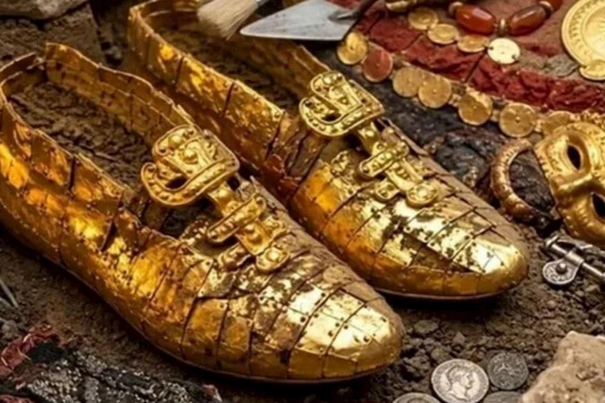 Xəzər dənizi sahilində 1500 illik qızıl ayaqqabı tapıldı