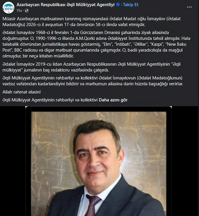 Ədalət Mədətoğlu vəfat etdi — FOTO Ədalət Mədətoğlu vəfat etdi — FOTO