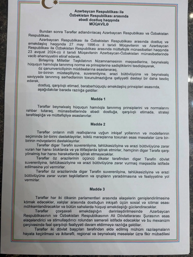 “Əbədi dostluq haqqında Müqavilə” imzalandı — FOTOLAR