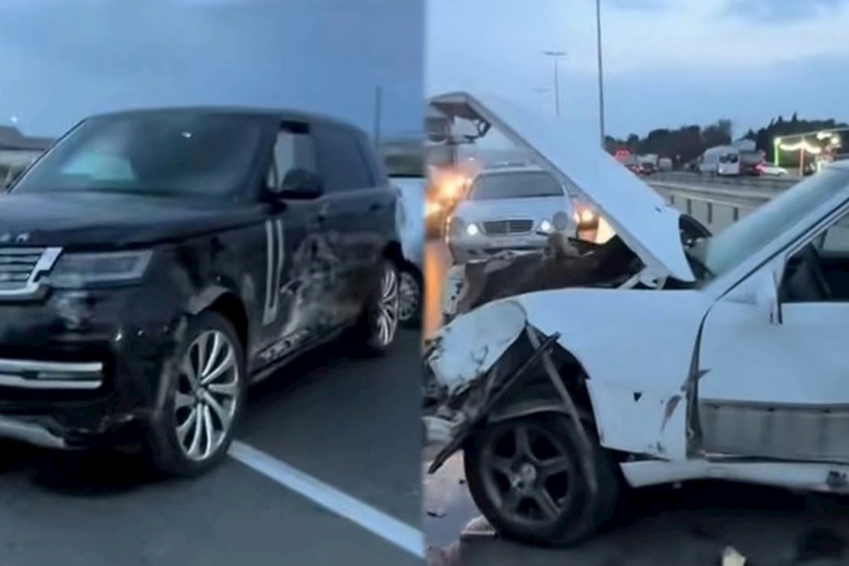 “Mercedes”lə “Range Rover” toqquşdu — VİDEO