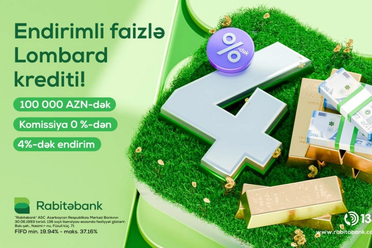 Rabitəbankdan lombard krediti üzrə faiz dərəcəsində 4%-dək endirim
