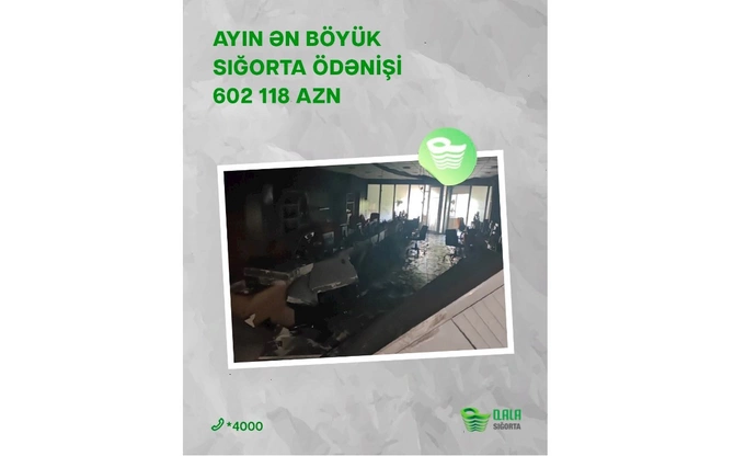Qala Sığorta əmlak sığortası üzrə bu qədər ödəniş həyata keçirib Qala Sığorta əmlak sığortası üzrə bu qədər ödəniş həyata keçirib