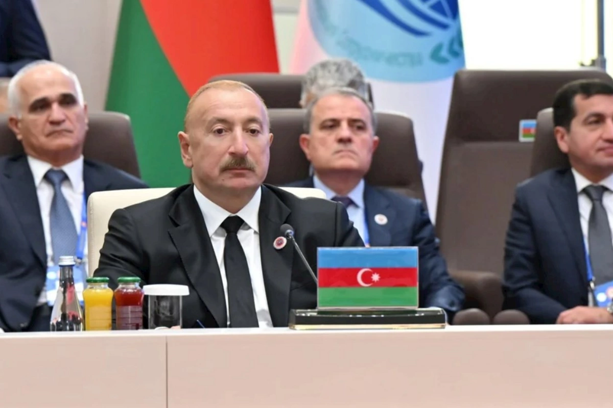 İlham Əliyevin sosial media hesablarında ŞƏT plyus formatında görüşündəki çıxışına dair paylaşım edilib
