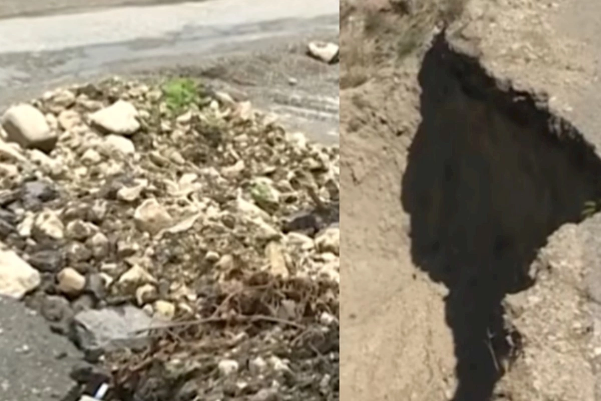 Quba-Xınalıq yolu çökdü — VİDEO