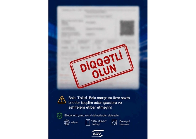 ADY-dən Bakı–Tbilisi qatarına bilet satışı ilə bağlı XƏBƏRDARLIQ ADY-dən Bakı–Tbilisi qatarına bilet satışı ilə bağlı XƏBƏRDARLIQ