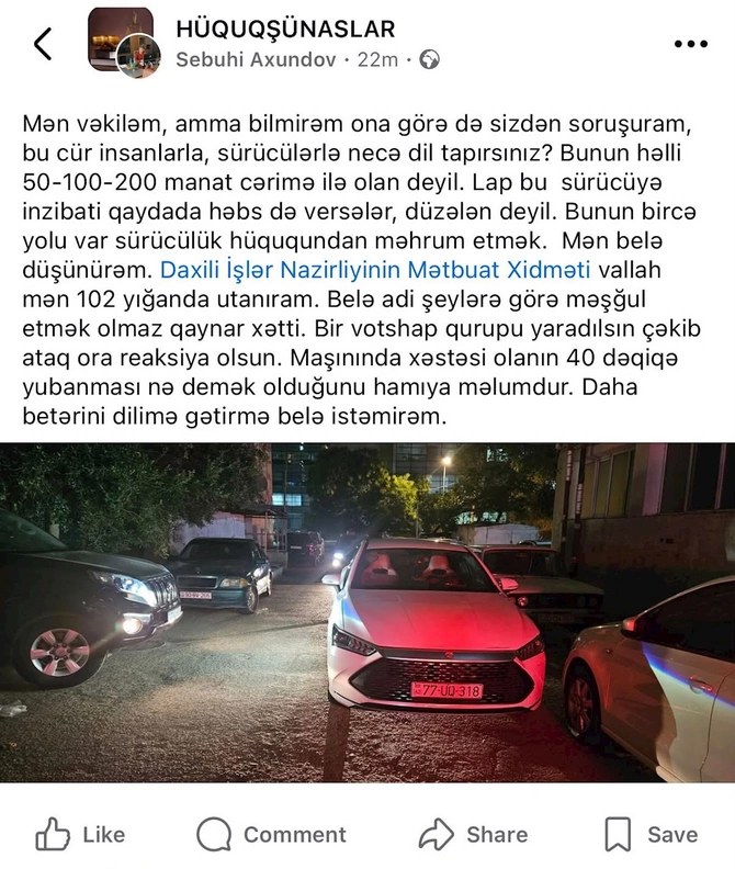 Yollarda sıxlıq yaradan sürücülərlə bağlı tədbir görüləcək — Açıqlama