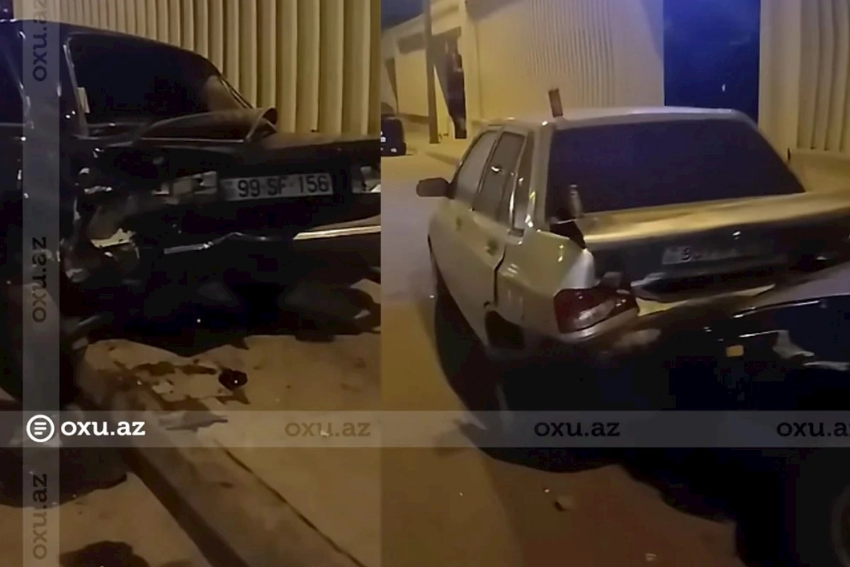 Bakıda zəncirvari qəza: Pajero iki avtomobilə çırpılıb hadisə yerindən qaçıb — VİDEO/FOTO