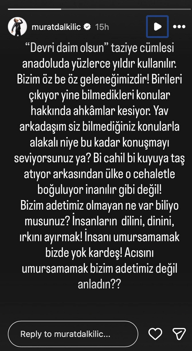 Can Bonomoya atasının yasını saxladığı vaxt lağ edənlərə Murat Dalkılıçdan sərt reaksiya - FOTO