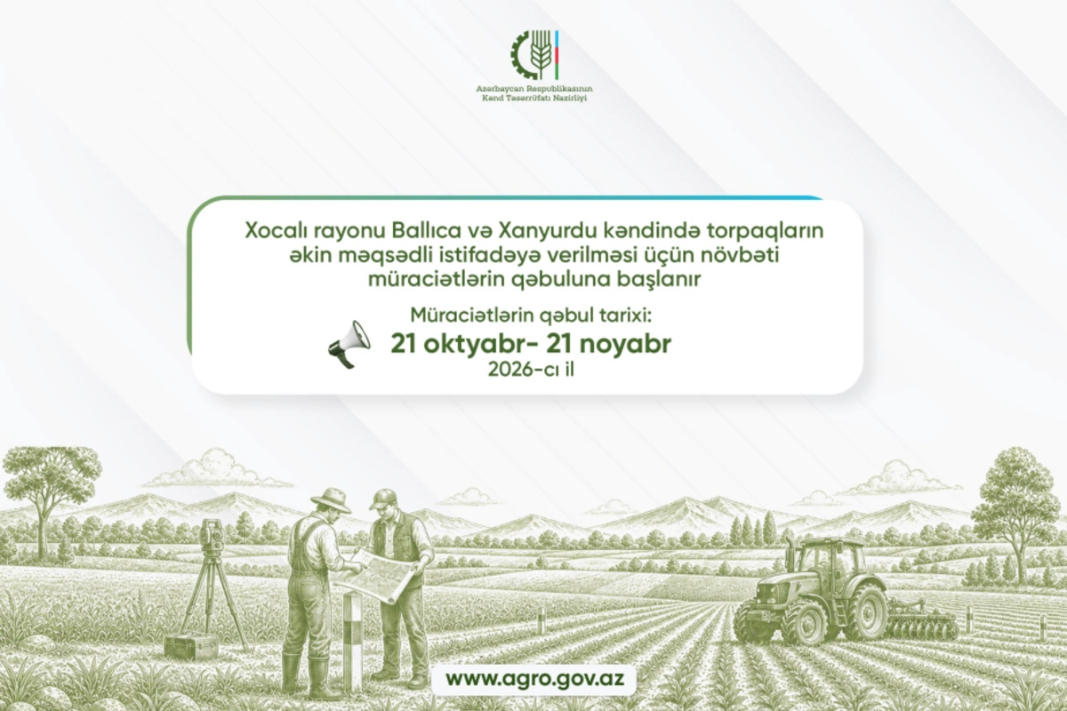 Xocalının Ballıca və Xanyurdu kəndlərində əkin torpaqları üçün müraciətlərin qəbuluna başlanır