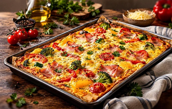 Sobada vetçina və pendirlə omlet: dadlı və doyumlu səhər yeməyi resepti