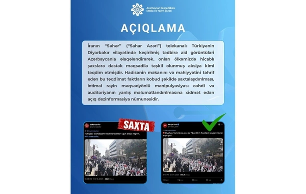 İranın Səhər kanalı Türkiyədəki görüntüləri Azərbaycanla əlaqələndirərək dezinformasiya yayıb