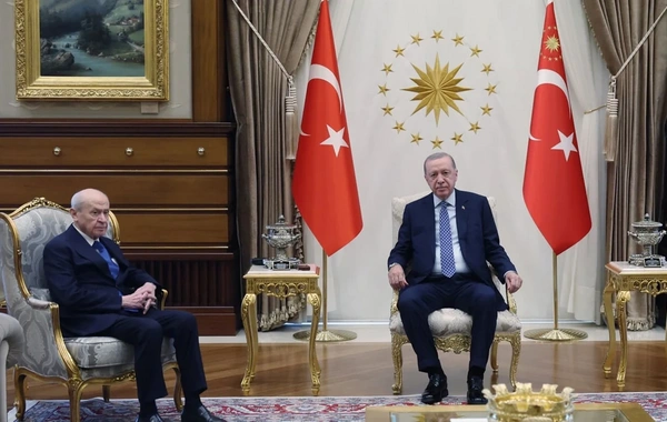 Ərdoğan və Baxçalı arasında qapalı görüş keçirilir - FOTOLAR